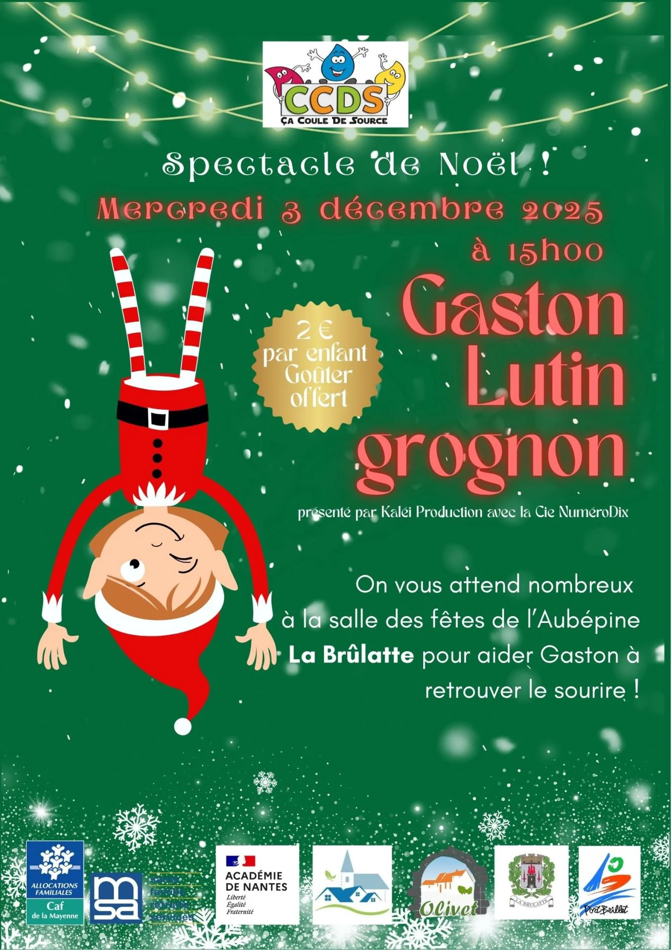 Red and green illustrative christmas party poster